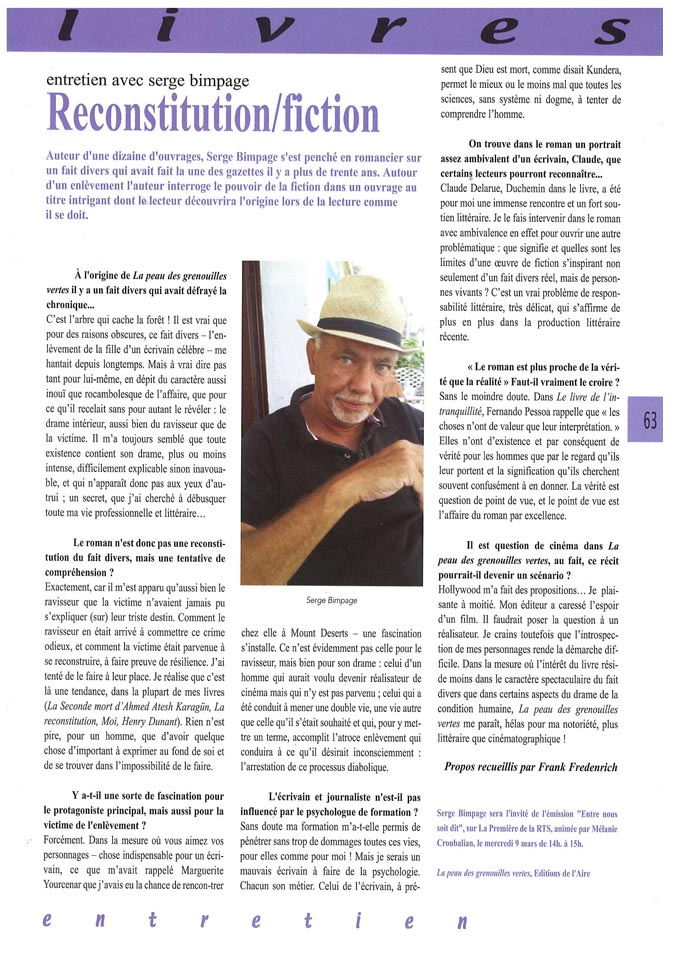 article de scène magazine mars 2015 par Frank Fredenrich